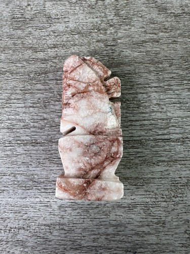 Stone Chess Knight Piece Hand Carved Marble Pink Veined Replacement Accessory