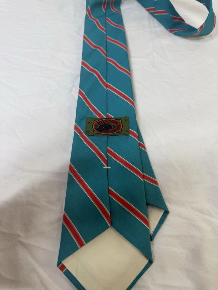 Vintage Boston Trader Aqua Tie With Red Stripe - Image 2 of 4