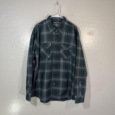 Dixxon Smoky Mountains Shirt Mens XL Green Plaid Long Sleeve Flannel Button Up
