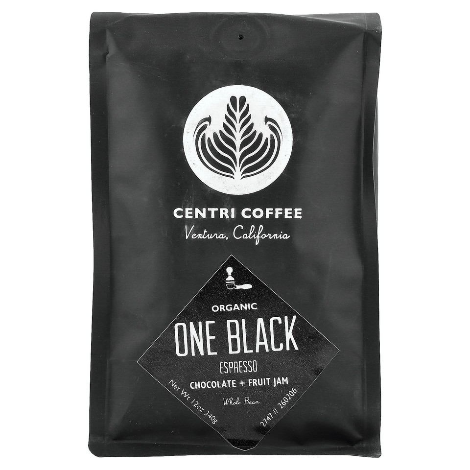 Organic One Black, Chocolate + Fruit Jam, Whole Bean, Espresso, 12 oz (340 g)
