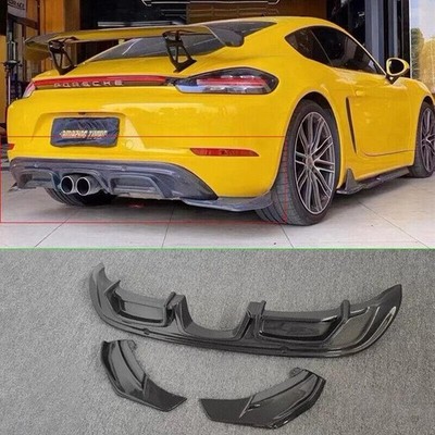 For Porsche 718 Boxster Cayman 2016-2023 Rear Bumper Diffuser Lip Carbon Fiber