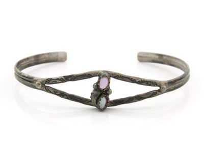 Navajo Cuff Bracelet Sterling Silver Authentic Pink Muscle Native Artist