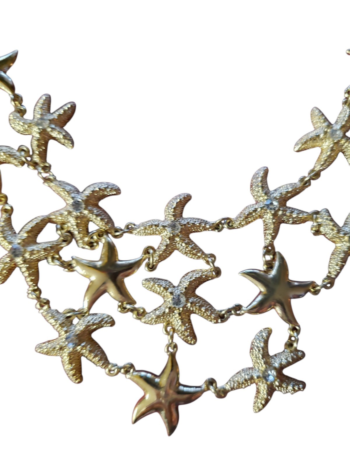 Talbots Beachy Starfish Statement Bib Goldtone & … - image 3