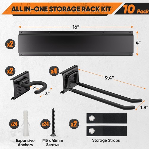 Garden Tool Organizer Wall Mount, 32 inches Tool Storage Rack with Adjustable... - Picture 5 of 7