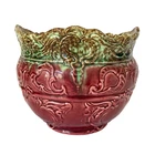 WELLER ART POTTERY JARDINIERE MAJOLICA PLANTER Blended Rose to Green Glaze 7x6"
