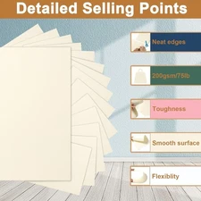 40 Sheets Cream Cardstock 8.5x11 – 200gsm Ivory Paper for Crafts & Printing