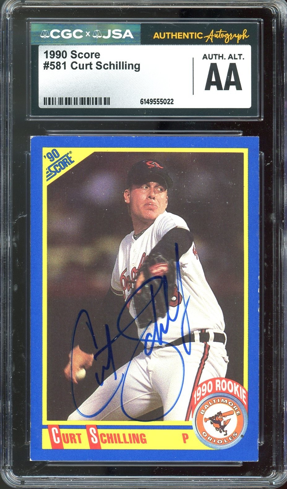1990 Score #581 Curt Schilling Orioles SIGNED CGC JSA **Period Full Name Auto**