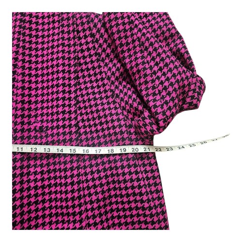Vtg Portrait Womens Maxi Swing Coat Herringbone Black/Fushia Sz Small 100% Wool - Picture 7 of 11