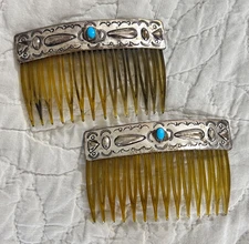 Native American Navajo Sterling Silver Hair Comb Vintage 1960's