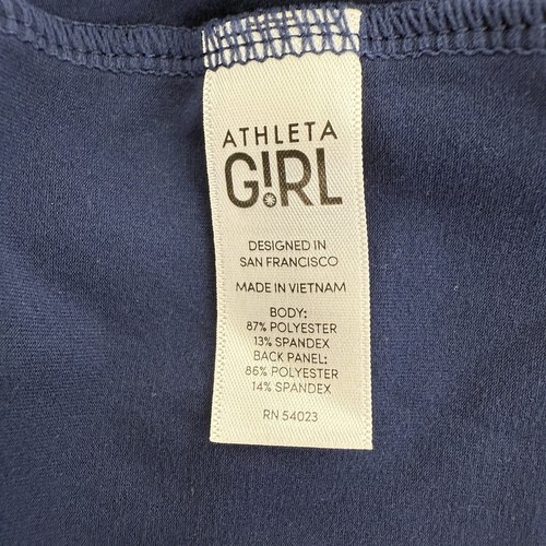 Athleta Girl Tank Top Size XL/14 Navy Blue Ruffle Pleated Back Game Set Match - Picture 7 of 7