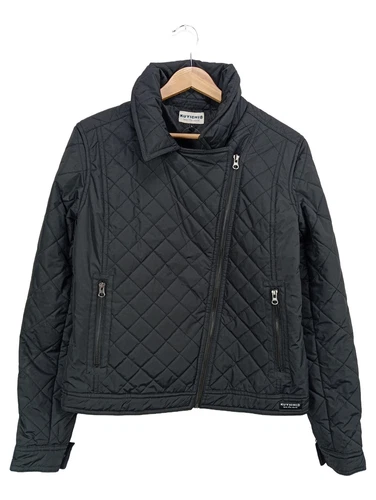 Kuyichi Damen Jacke L Schwarz Reißverschluss Solid Biker Steppjacke