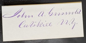 Civil War USS Monitor Financier John A Griswold Signed Cut NY US House Of Reps