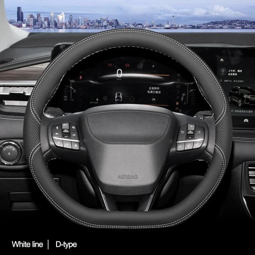 Leather Car Steering Wheel Cover for Ford Edge Edge Plus Braid on D O Type - Picture 6 of 12