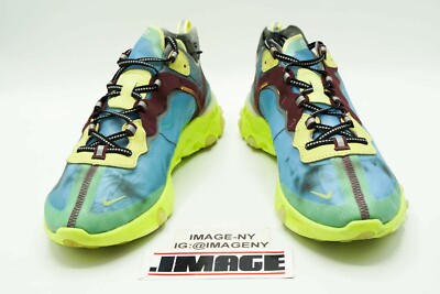 NIKE REACT ELEMENT 87 USED SIZE 9.5 LAKESIDE ELECTRIC YELLOW