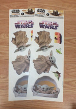  2 Star Wars Mandalorian: Grogu Baby Yoda 7 pc Wall Decals Removable Stickers
