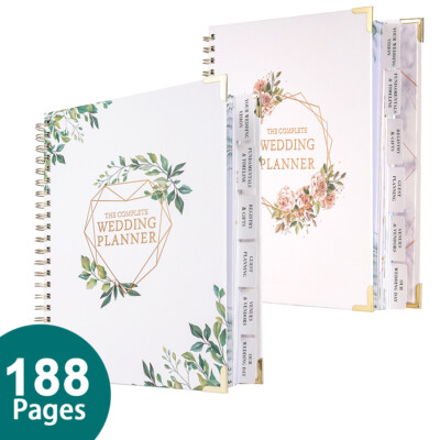 188 Pages Wedding Planner Book Organizer with Sticker Pockets Gift Box Hardcover
