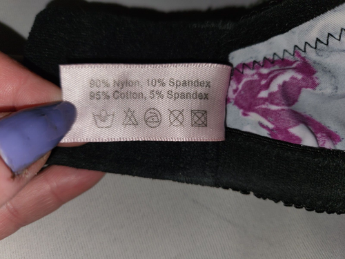 Mi ‘er si de Size 38G Black Purple Floral Print Lined Underwire Bra - Picture 9 of 10