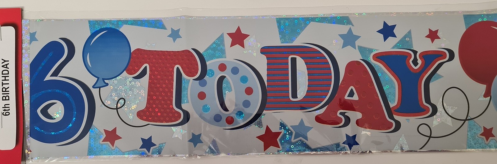 Happy 6th Birthday 6 Today Holographic Foil Banner Stars Balloons For Boys