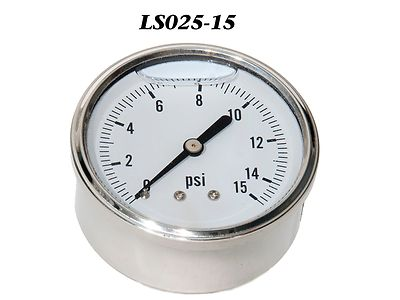 #ad #ad Pressure Gauge 0 15 PSI Liquid Filled 2.5” Stainless Steel 1 4quot; NPT CBM $13.16
