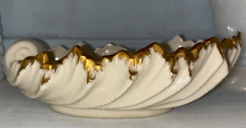 Vintage Lenox Acanthus Leaf Bowl with Gold Trim - Made in USA 1930-1953