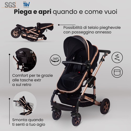 GaGaDumi Florida Kinderwagen Kinderwagen 3 in 1 - mit Autositz - Aluminium - Bild 33 von 43