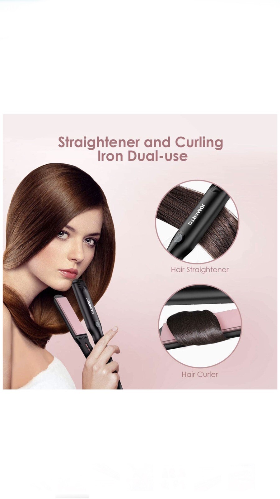 Hair Straightener Flat Iron, 2 in 1 Straightener and Curler, JOMARTO