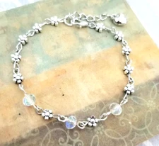 Crystal Daisy Chain Anklet, Daisy Anklet, Crystal Anklet, Flower Ankle Bracelet