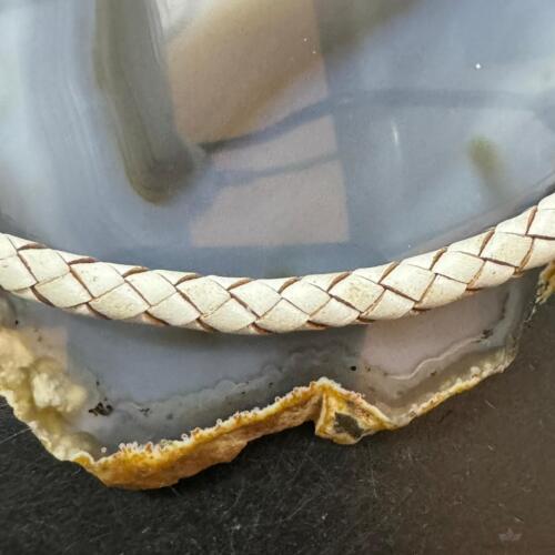 Carolyn Pollack White Braided Leather Adjustable Lobster Clasp Unisex Necklace - Picture 5 of 9