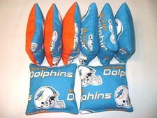 MIAMI DOLPHINS CORNHOLE BEAN BAGS SET OF 8 BAGGO TAILGATE TOSS GAME REGULATION