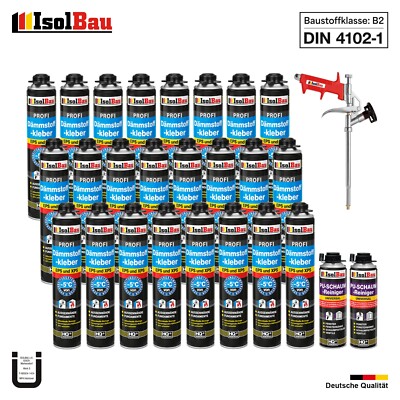 Dämmstoffkleber EPS XPS Klebeschaum 24 x 750ml + 2 x PU-Reiniger + Schaumpistole