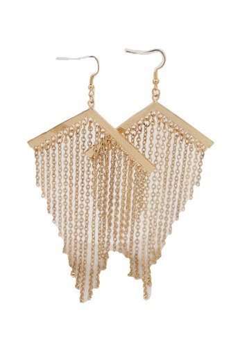 Women Earrings Set Sexy Look Bling Long Gold Metal Chain Fringes Chandelier Drop - Picture 9 of 12