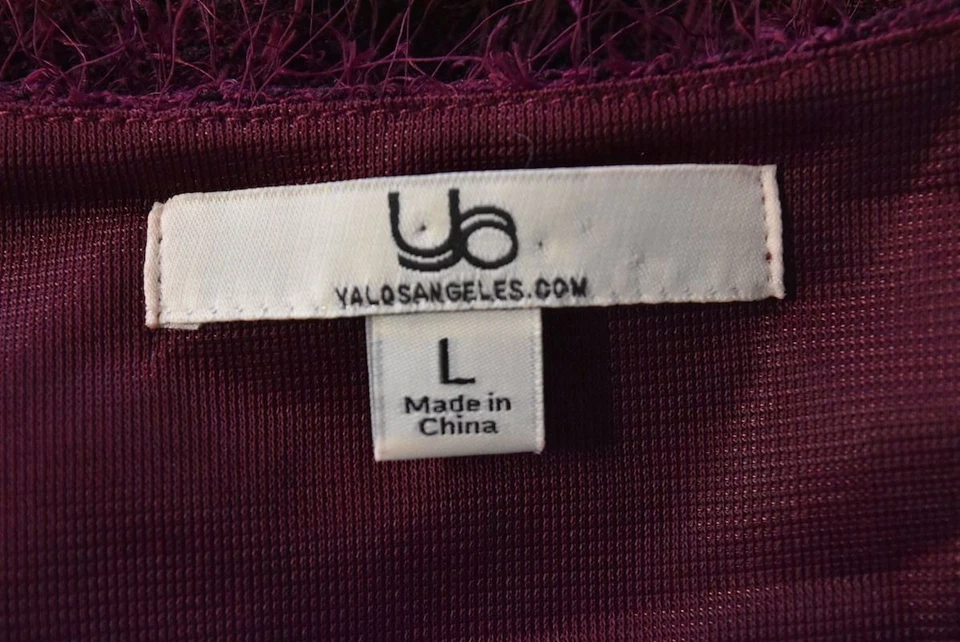 Vestido Suéter Ya Los Angeles Talla L Borgoña Púrpura Funda Sobre la Rodilla Informal Foto 4 de 4