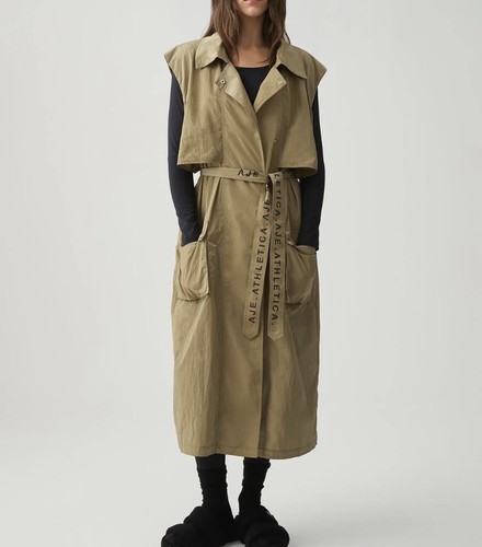 Aje Athletica Size 6 Longline Belted Vest Trench 703 Brand New! RRP $275!