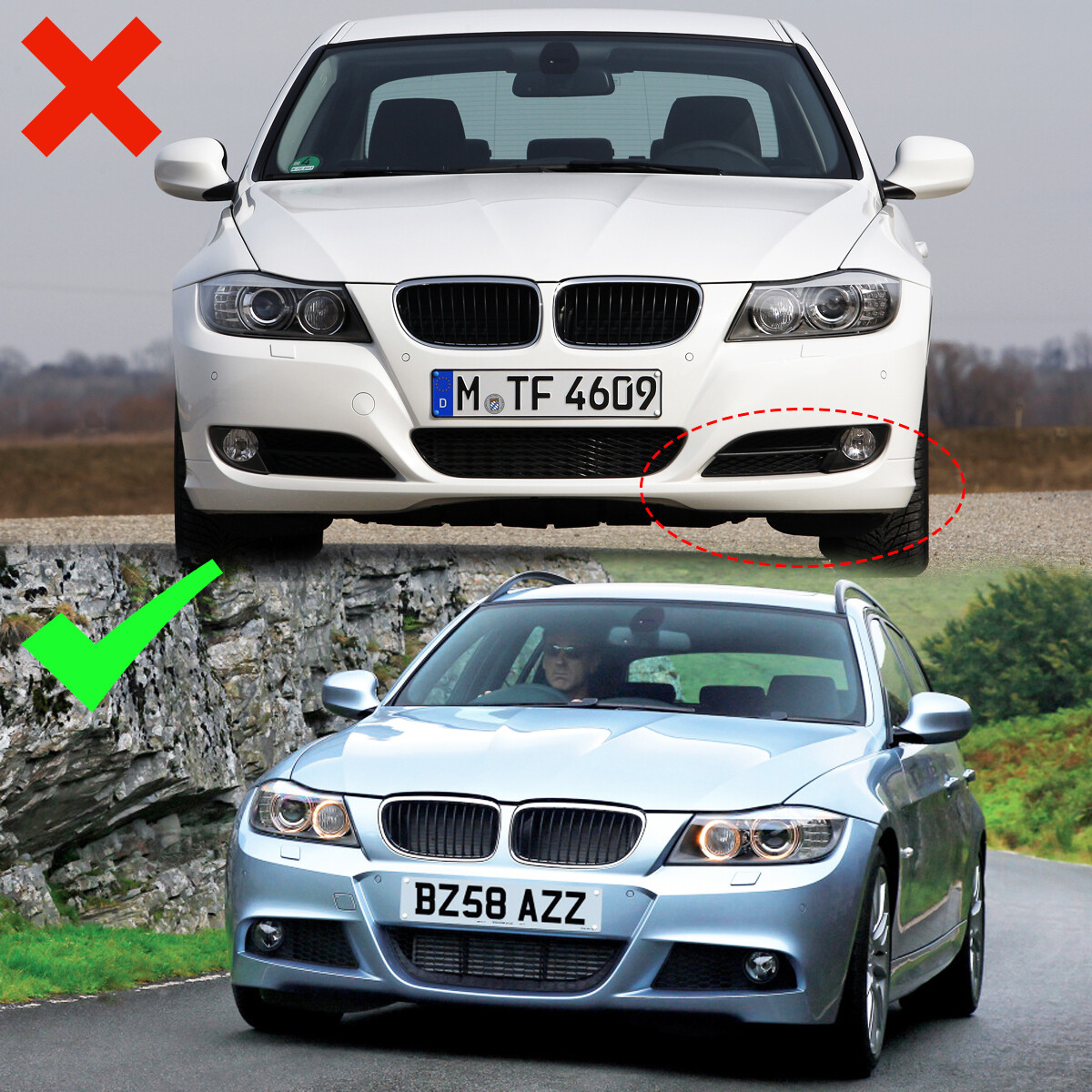 For BMW E90 E91 330 328 325 335 M Tech 2009-2013 Carbon Fiber