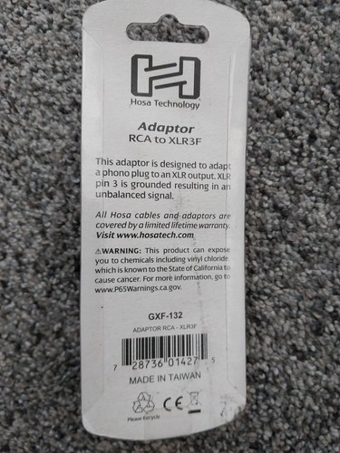 Hosa RCA Phono Male to XLR3F Adapter Converter GXF-132 NEW - Picture 14 of 17