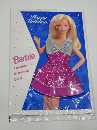 Barbie Bambola Moda Biglietto Auguri Buone Feste Sigillato Rosa Argento Vestito - Foto 1 di 2