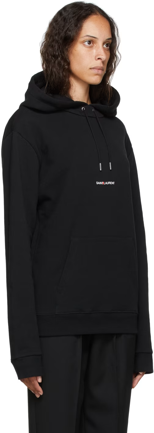 Felpa con cappuccio YSL Saint Laurent nera logo Rive Gauche taglia S $850 NUOVA