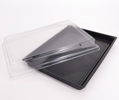 200 Sushischalen / Schalen / Sushi Boxen / Sushi Verpackung, schwarz, 255x185 mm