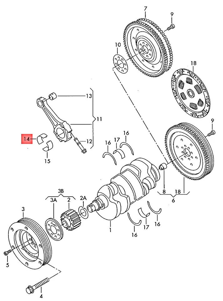 Rodamiento amarillo genuino AUDI VW SKODA 100 Avant quattro 200 80 90 078105701NGLB Foto 2 de 2