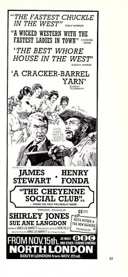 (F&F62) MOVIE ADVERT 11X4'' THE CHEYENNE SOCIAL CLUB. JAMES STEWART HENRY FONDA