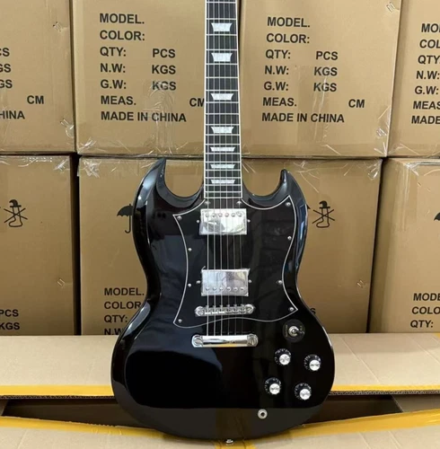 Standard black SG electric guitar, solid mahogany body, shipped from the US