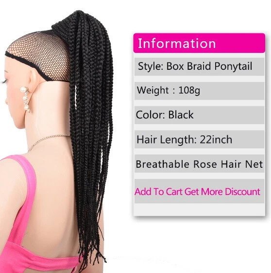 1 pc Box Braids Ponytail Hairpiece Drawstring Clip in Hair Extensions for Women - Image 4 of 4