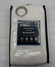 THERAPEDIC 52x95” Nantes White Total Blackout Panel Block Light & Reduce Noise