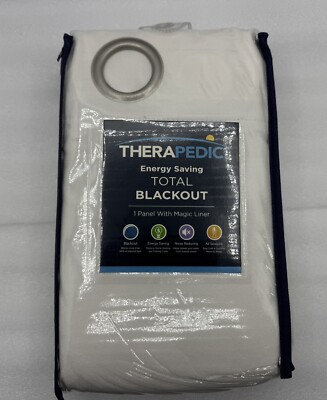 THERAPEDIC 52x95  Nantes White Total Blackout Panel Block Light & Reduce Noise