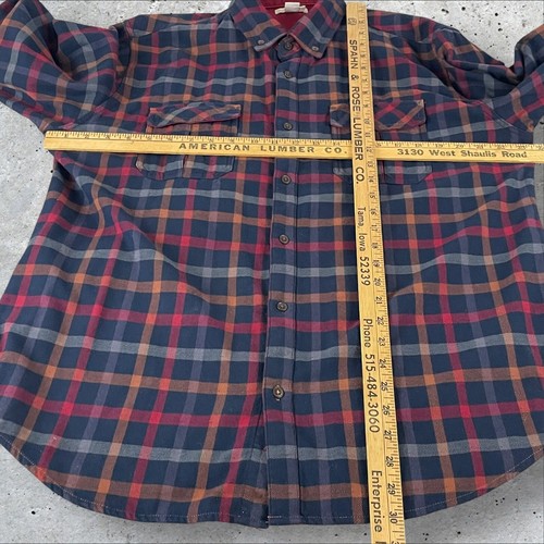 Carbon2 Cobalt Flannel Shirt Mens Large Blue Red Orange Heavy Cotton Shacket T91 - Picture 9 of 14