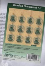 NIP  BEADED ORNAMENT KIT ANGELS ON HIGH--GREEN SET OF 12