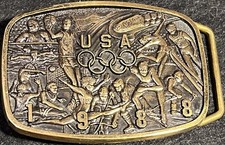 1988 OLYMPICS TEAM U.S.A. Commemorative Solid BRASS BELT BUCKLE B-K Silversmiths