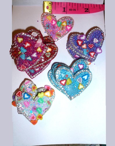 20pcs rhinestone glitter felt heart puffy patches sew on appliques craft - Picture 2 of 2