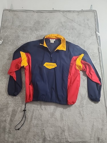 Vintage Columbia 80s Color Block Windbreaker Jacke XXL Pullover Quarter Zip - SCHÖN!