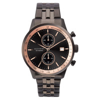 Accurist Schwarze Ip Schwarzes & RoséGold Zifferblatt Chrono Uhr 50M 7341